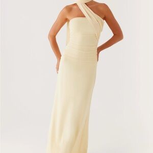 Peppermayo One-Shoulder/Scarf Maxi Dress - Yellow